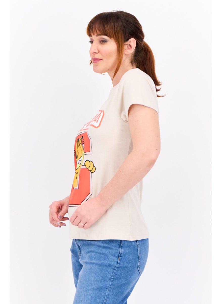 nickelodeon Women Crew Neck Short Sleeve Graphic Print T Shirt, Light Grey Combo  - Image 2