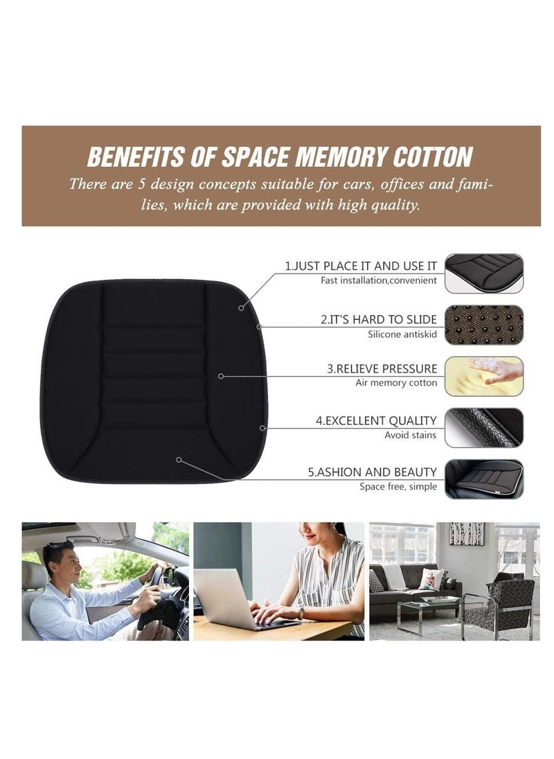 SYOSI - Car Seat Cushion Pad Memory Foam Seat Cushion for Car Driver Seat Cushion with Non Slip Bottom Seat Protector Cushion for CarOfficeHome Use, Black - Image 1