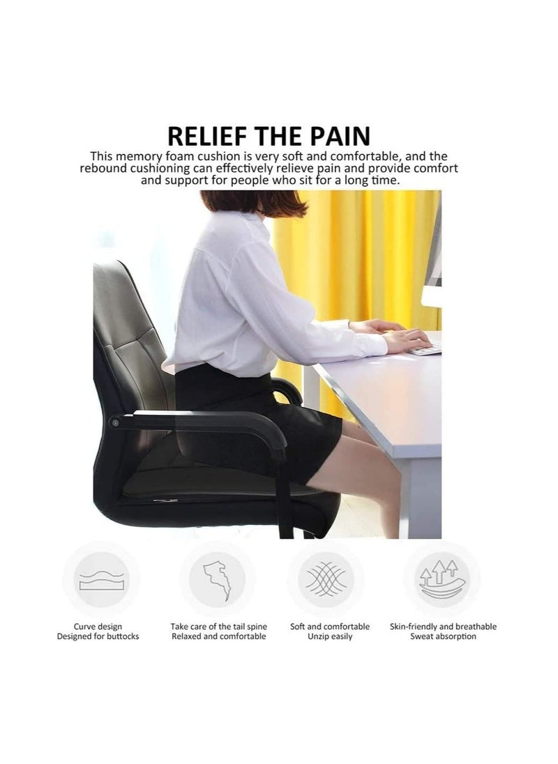 SYOSI - Car Seat Cushion Pad Memory Foam Seat Cushion for Car Driver Seat Cushion with Non Slip Bottom Seat Protector Cushion for CarOfficeHome Use, Black - Image 1