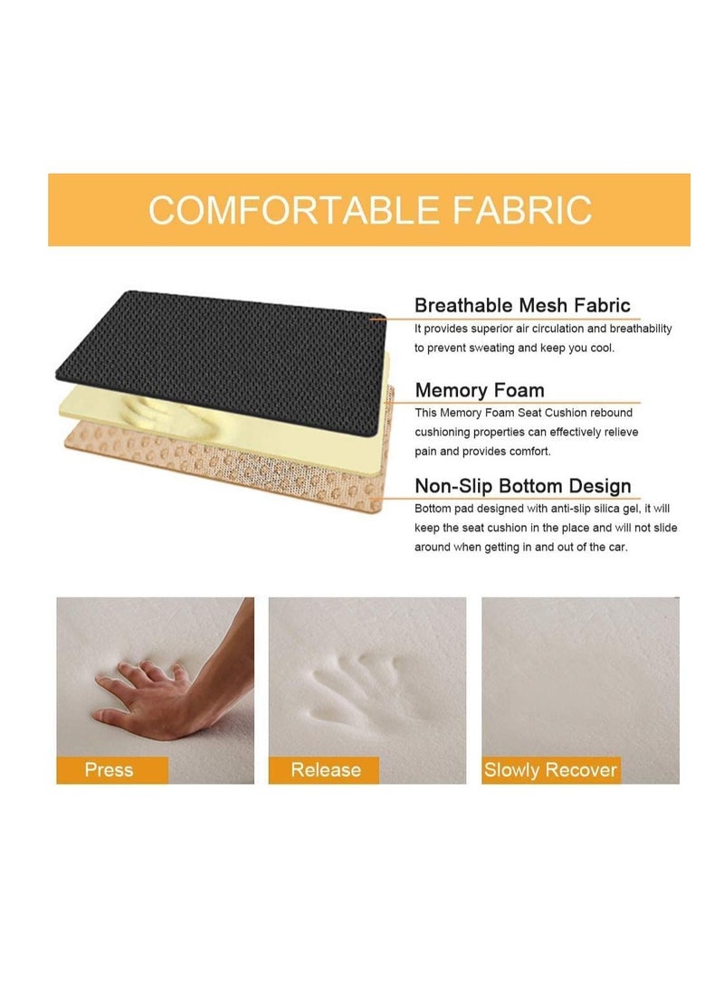 SYOSI - Car Seat Cushion Pad Memory Foam Seat Cushion for Car Driver Seat Cushion with Non Slip Bottom Seat Protector Cushion for CarOfficeHome Use, Black - Image 1