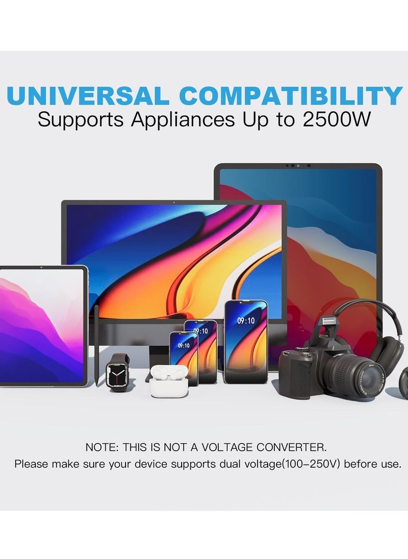 إليغلام محول سفر عالمي مع منفذي USB-C PD20W و2 منفذ USB-A QC18W، محول طاقة عالمي سريع الشحن، شاحن حائطي عالمي متعدد الاستخدامات للولايات المتحدة والاتحاد الأوروبي والمملكة المتحدة وأستراليا وآسيا (أسود)  - Image 4