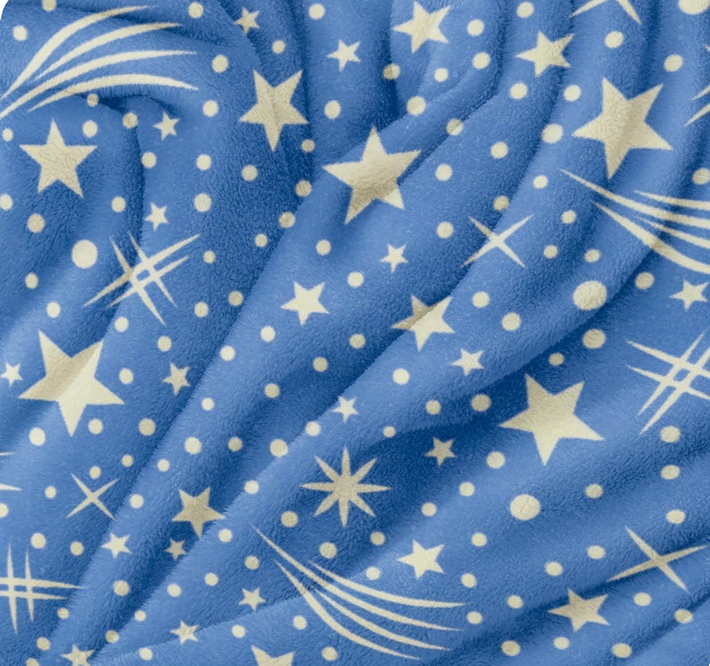 Fancy Walas 220 GSM Velvet Fur Flannel AC Blanket Double Bed Winter Blanket, Printed AC Blanket, King Size (230 x 230 Cm or 90 x 90 Inch) - Super Soft Lightweight, Plush, Fluffy (Blue Star Design) - Image 4
