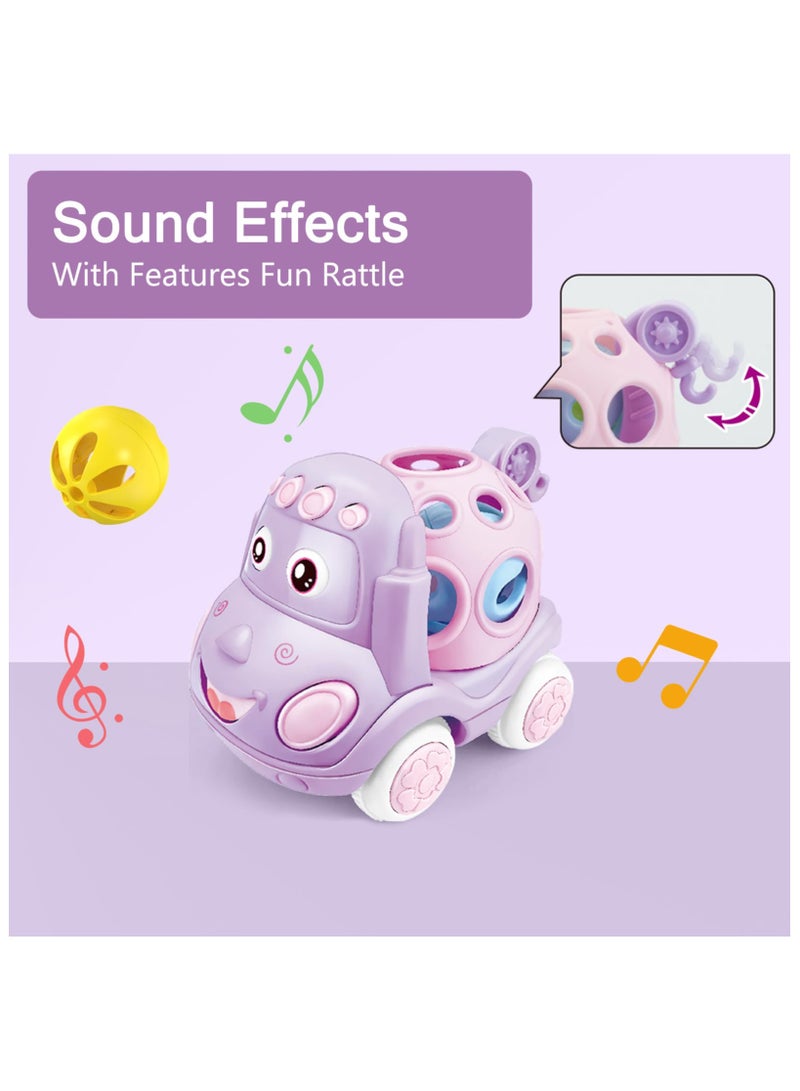 SYOSI 3PCS Baby Toy Car, Rattle & Roll Cars for Toddler Aged 1-3, Push and Go Toys, Soft Rubber Inertia Pull Back Vehicles 6-12 Month Infant, Friction Powered Truck, Baby Boys Girls Preschool Gift - Image 4
