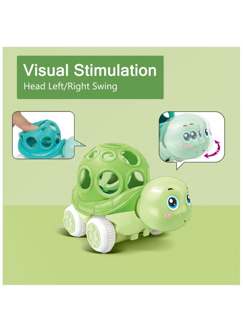 SYOSI 3PCS Baby Toy Car, Rattle & Roll Cars for Toddler Aged 1-3, Push and Go Toys, Soft Rubber Inertia Pull Back Vehicles 6-12 Month Infant, Friction Powered Truck, Baby Boys Girls Preschool Gift - Image 2