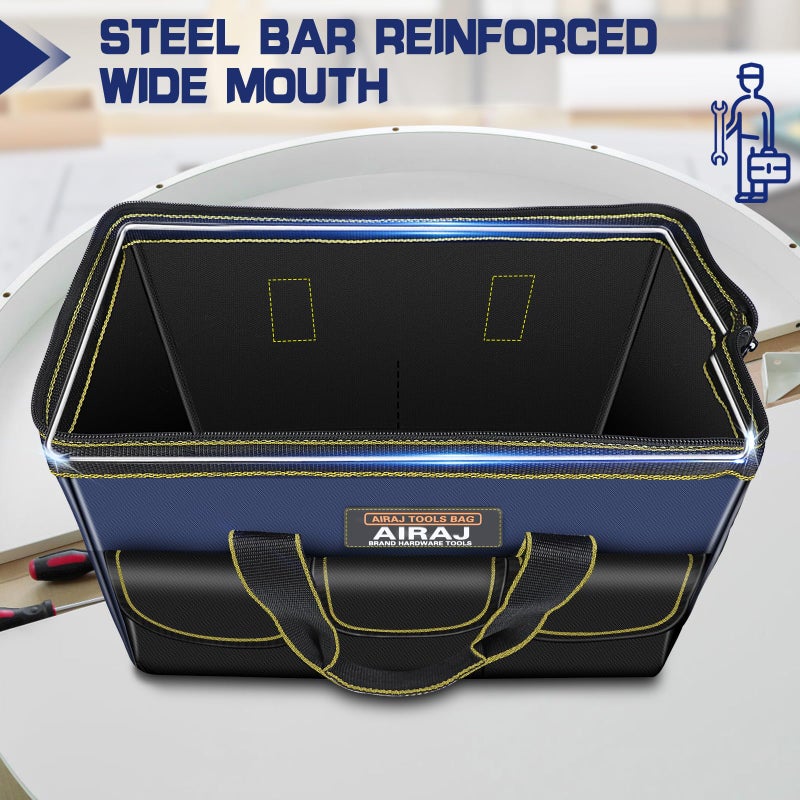 AIRAJ Tool Bag 2-Pack Set | AIRAJ 14" & 16" Portable Tool Bag | Wide Mouth Tool Bags for Men and Women | Small Tool Tote | Tool Organizer for Home Repairs,Garage Storage,Professional Work | Tool Box - Image 5