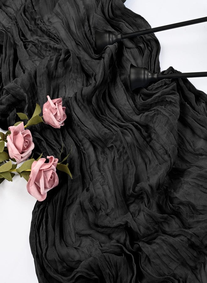 REWOMC 10 Pcs Black Cheesecloth Table Runner 10FT, Gauze Table Runner for Wedding Reception Sheer Bridal Shower Birthday Party Boho Table Decoration, Rustic Romantic Wedding Runner - Image 3
