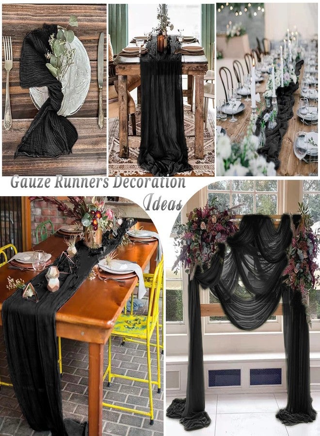 REWOMC 10 Pcs Black Cheesecloth Table Runner 10FT, Gauze Table Runner for Wedding Reception Sheer Bridal Shower Birthday Party Boho Table Decoration, Rustic Romantic Wedding Runner - Image 5