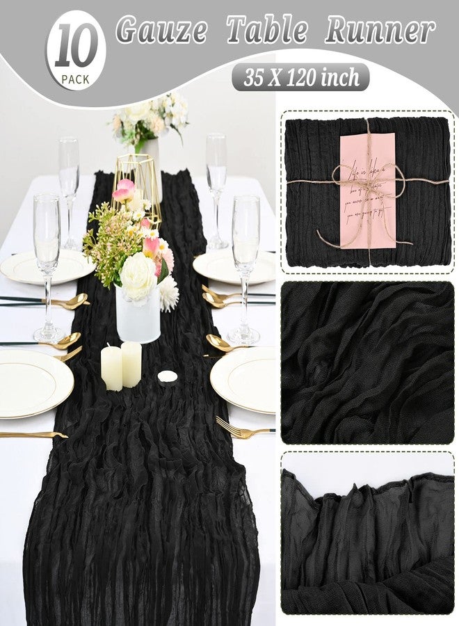REWOMC 10 Pcs Black Cheesecloth Table Runner 10FT, Gauze Table Runner for Wedding Reception Sheer Bridal Shower Birthday Party Boho Table Decoration, Rustic Romantic Wedding Runner - Image 2