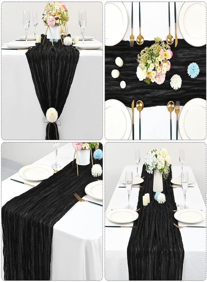 REWOMC 10 Pcs Black Cheesecloth Table Runner 10FT, Gauze Table Runner for Wedding Reception Sheer Bridal Shower Birthday Party Boho Table Decoration, Rustic Romantic Wedding Runner - Image 4