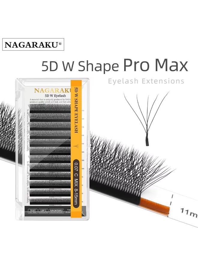 NAGARAKU W Shape Automatic Bloom 3D 4D 5D Premade Fans – Soft Lightweight Full & Dense Volume Eyelash Extensions for Lash Artists - Image 4