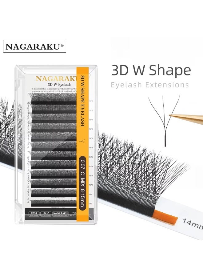 NAGARAKU W Shape Automatic Bloom 3D 4D 5D Premade Fans – Soft Lightweight Full & Dense Volume Eyelash Extensions for Lash Artists - Image 2