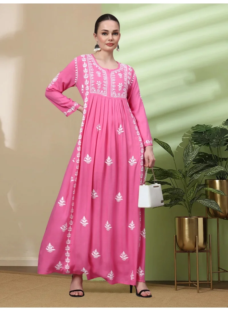 الايا جلابية رايون شيكانكاري مطرزة يدوياً-AL4121