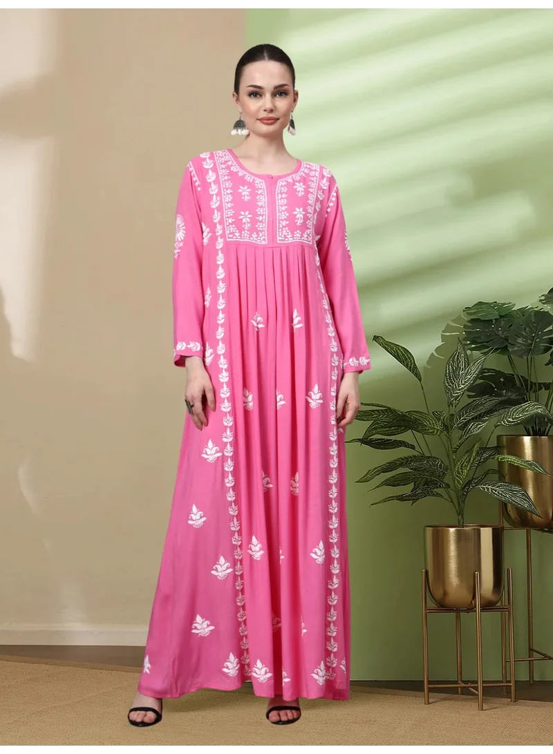 الايا جلابية رايون شيكانكاري مطرزة يدوياً-AL4121
