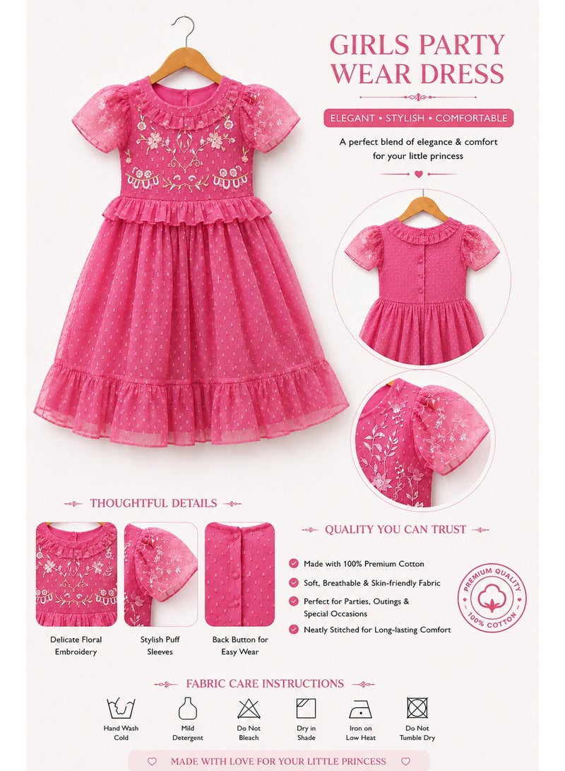 Frock wala Girls Embroidered Party Wear Frock – Soft, Elegant & Princess-Style Outfit - Image 5