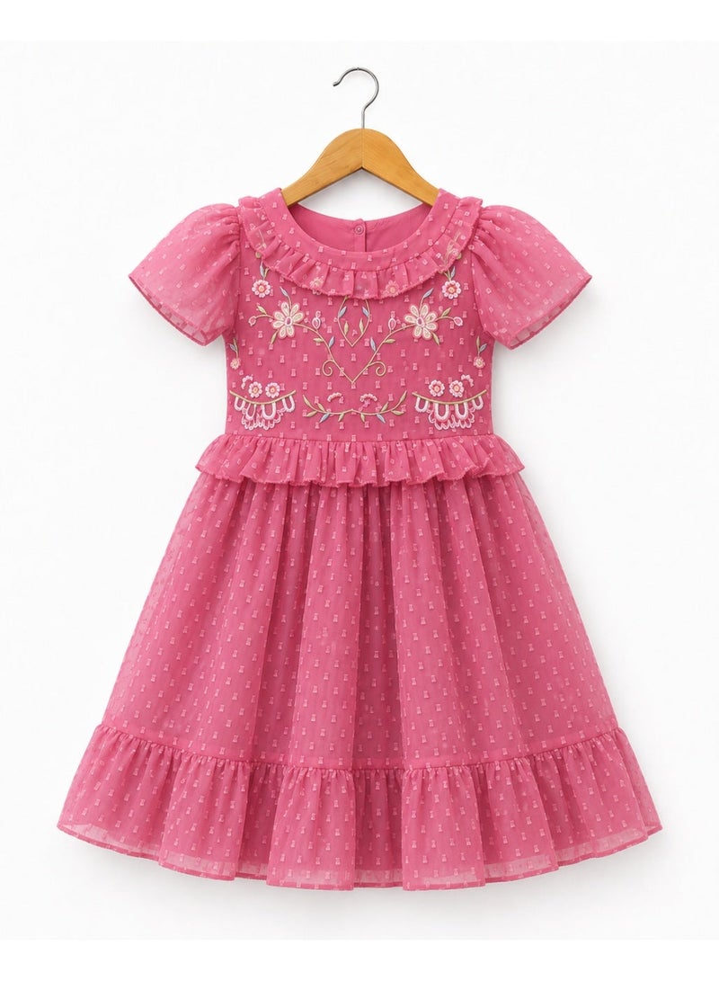 Frock wala Girls Embroidered Party Wear Frock – Soft, Elegant & Princess-Style Outfit - Image 3
