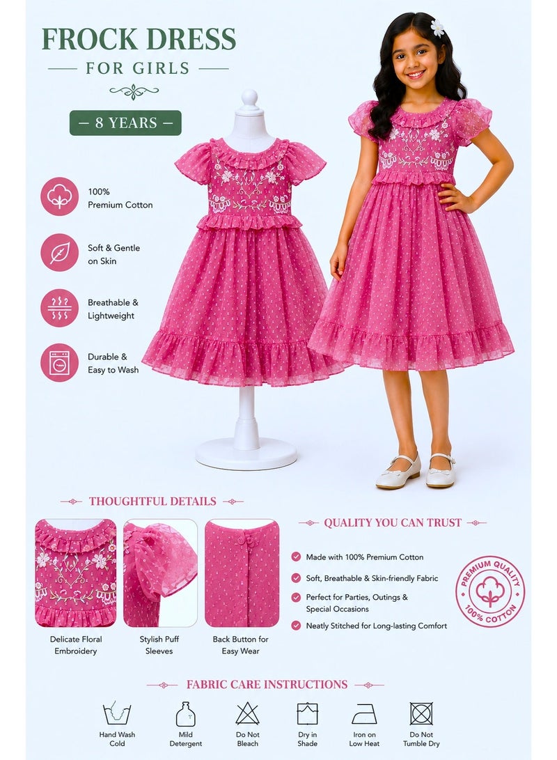 Frock wala Girls Embroidered Party Wear Frock – Soft, Elegant & Princess-Style Outfit - Image 1