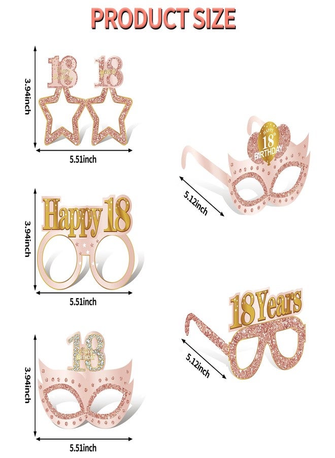 Guiruiy 24PCS 18th Birthday Eyeglasses Decorations for Girls, Pink Rose Gold Happy 18th Birthday Paper Eyeglasses Party Supplies, Eighteen Year Old Bday Glasses Decor - Image 2