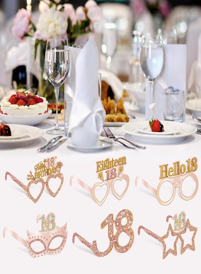 Guiruiy 24PCS 18th Birthday Eyeglasses Decorations for Girls, Pink Rose Gold Happy 18th Birthday Paper Eyeglasses Party Supplies, Eighteen Year Old Bday Glasses Decor - Image 5