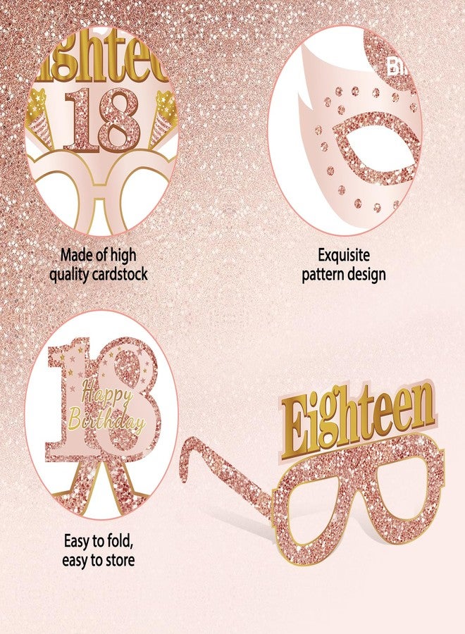 Guiruiy 24PCS 18th Birthday Eyeglasses Decorations for Girls, Pink Rose Gold Happy 18th Birthday Paper Eyeglasses Party Supplies, Eighteen Year Old Bday Glasses Decor - Image 4