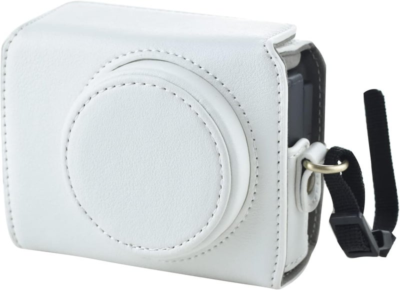 Rieibi ZV1 Case  Vintage PU Leather Camera Case for Sony ZV1  Protective Case with Strap White - Image 1