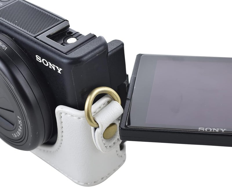 Rieibi ZV1 Case  Vintage PU Leather Camera Case for Sony ZV1  Protective Case with Strap White - Image 5
