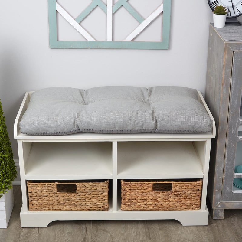 Klear Vu The Gripper Omega NonSlip Tufted Bench Cushion for Indoor Furniture Entryway Storage Bay Window Corner Nook or Piano Seat 30 Inches 04 Gray