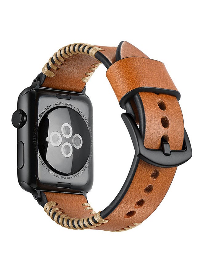 Vintage Replacement Watch Band For Apple Watch Series 3/2/1 42mm Brown - Image 3