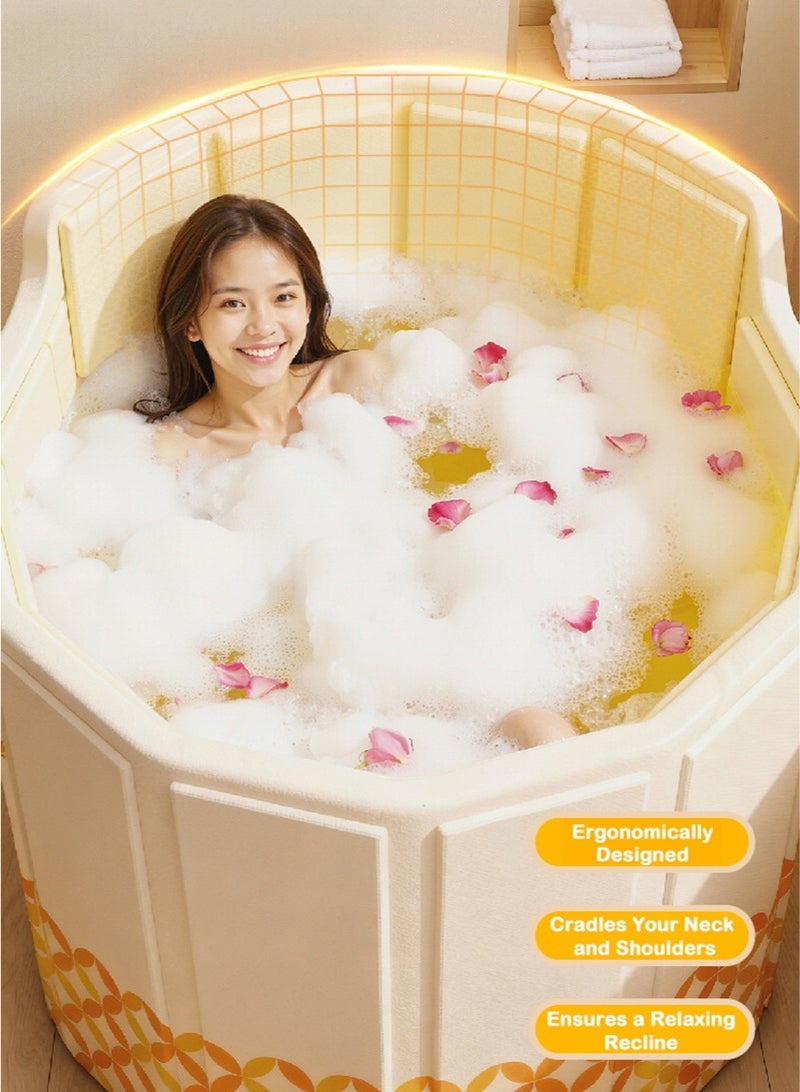 والالا حوض استحمام قابل للطي، مسند ظهر مرتفع، حوض استحمام متنقل، حوض استحمام قائم بذاته، حوض استحمام سبا قابل للطي لكابينة الاستحمام، حوض استحمام سبا منفصل للعائلات، حوض استحمام ساخن بالثلج، تخزين موفر للمساحة، مادة PVC متينة. - Image 5