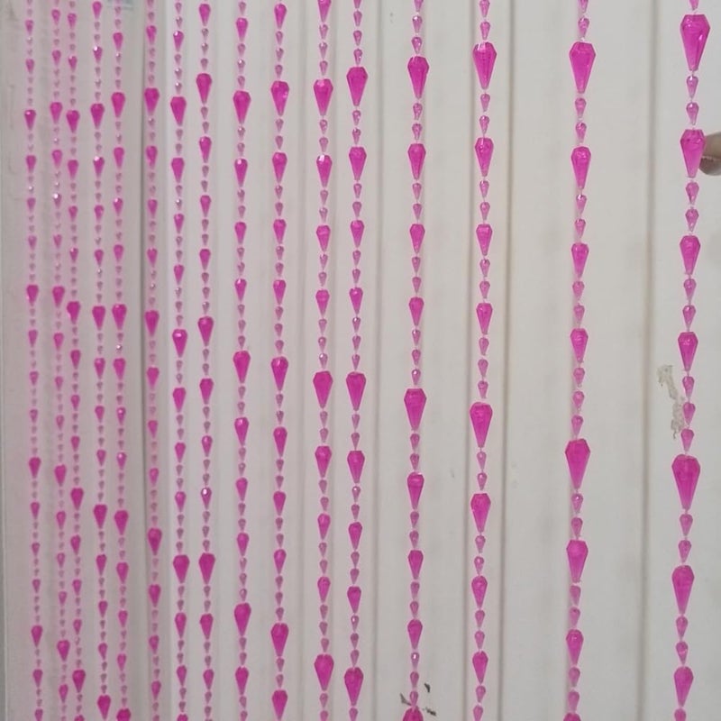 ave split Beaded Curtain Doorways Acrylic Hanging Door Beads String Curtains Tassel Room Divider Screen Decor for Doorway Window Living Room Wedding (042 Rose red, 39 inch x 78.7 inch) - Image 2
