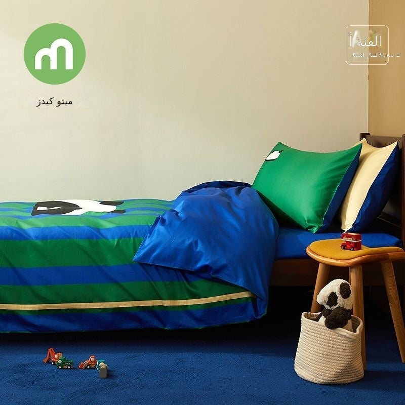 Mingdu Baby 100% Cotton Children's Bedding Set 4-Piece - Panda Pattern, 60s Sateen, A-Class Safety - Image 5