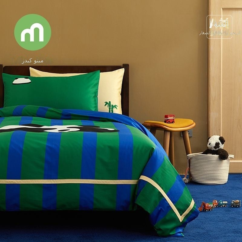Mingdu Baby 100% Cotton Children's Bedding Set 4-Piece - Panda Pattern, 60s Sateen, A-Class Safety - Image 3
