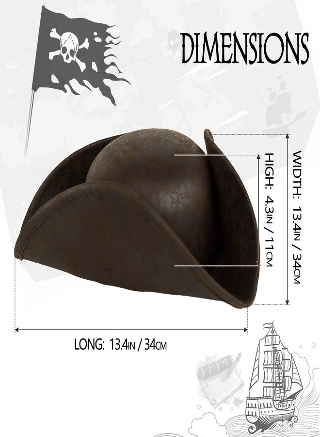 HOMELEX Adult Pirate Hat for Women Colonial Tricon Hat Halloween Costume Accessory (brown) - Image 2