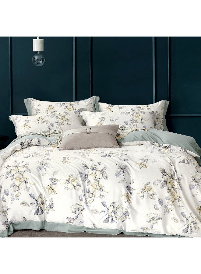 كوتاج لحاف كوخ مزين بالزهور مكون من 3 قطع مقاس كينج أزرق 240*220 سم