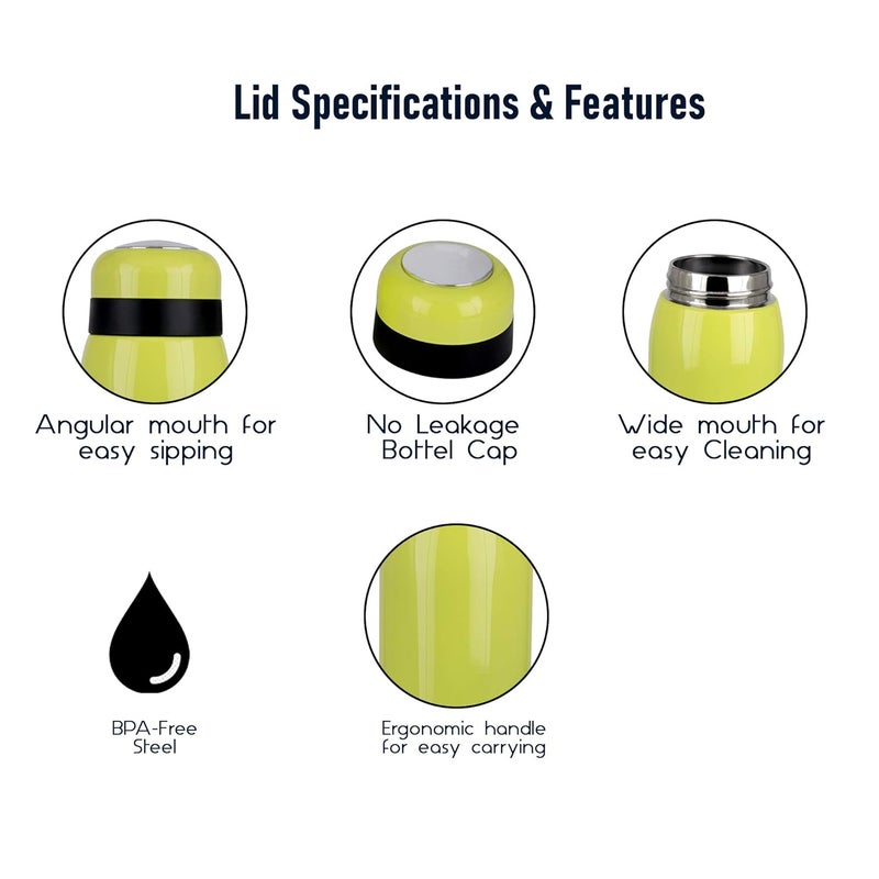 PROBOTT Thermosteel Vacuum Flask Hot & Cold Water Bottle Each 500ml -Yellow (Pack of 2) - Image 5