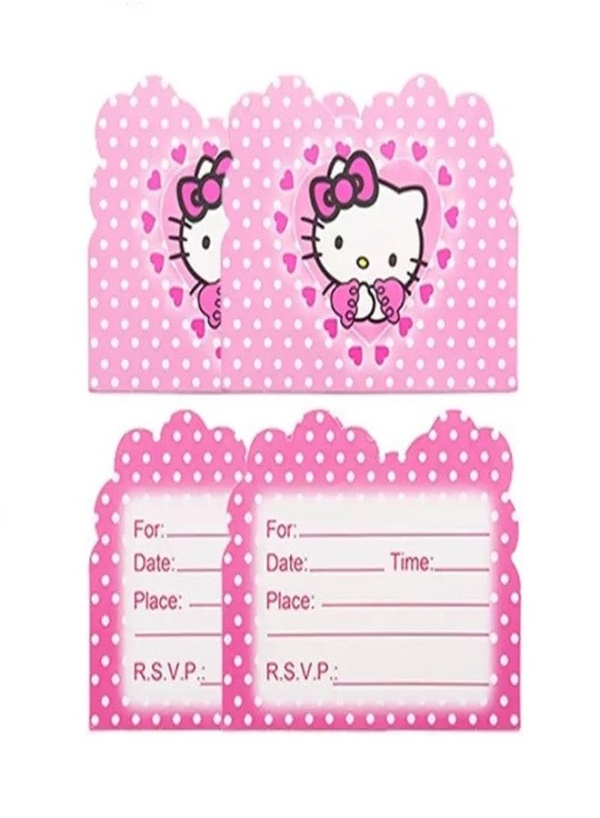 Jlemon 20pcs Hello Cat Kate Birthday Party Invitations Card Hello Cat Birthday Party Supplies Party Post Decoration (Card B) - Image 1