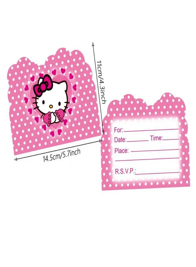 Jlemon 20pcs Hello Cat Kate Birthday Party Invitations Card Hello Cat Birthday Party Supplies Party Post Decoration (Card B) - Image 2