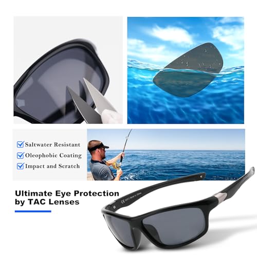 SKYOAK 2 Pack Polarized Sports Sunglasses for Men Women, TR90 Wrap Around Design Sun Glasses UV400 Protection Outdoor Driving Cycling Fishing Black+Tortoise - Image 2