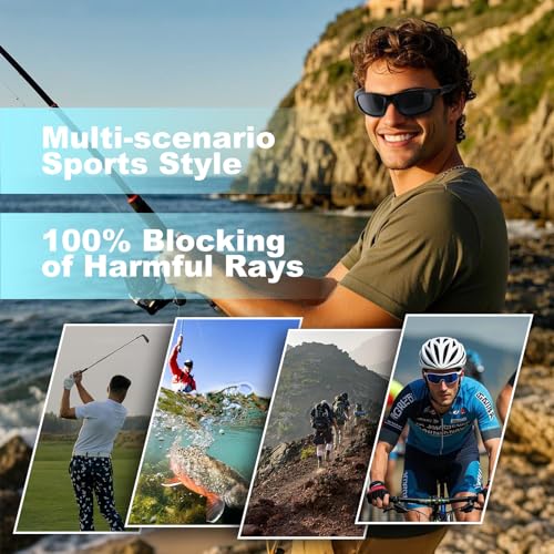 SKYOAK 2 Pack Polarized Sports Sunglasses for Men Women, TR90 Wrap Around Design Sun Glasses UV400 Protection Outdoor Driving Cycling Fishing Black+Tortoise - Image 3