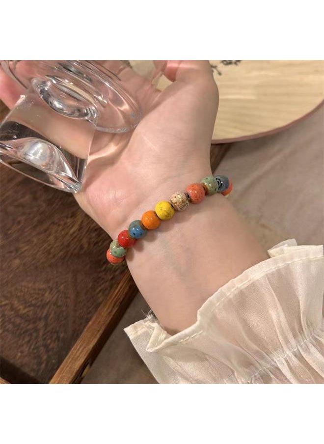 نيبمينينت Korean Vintage Pearl Bracelet Women High-end Sense Niche Titanium Steel Couples Jewelry 