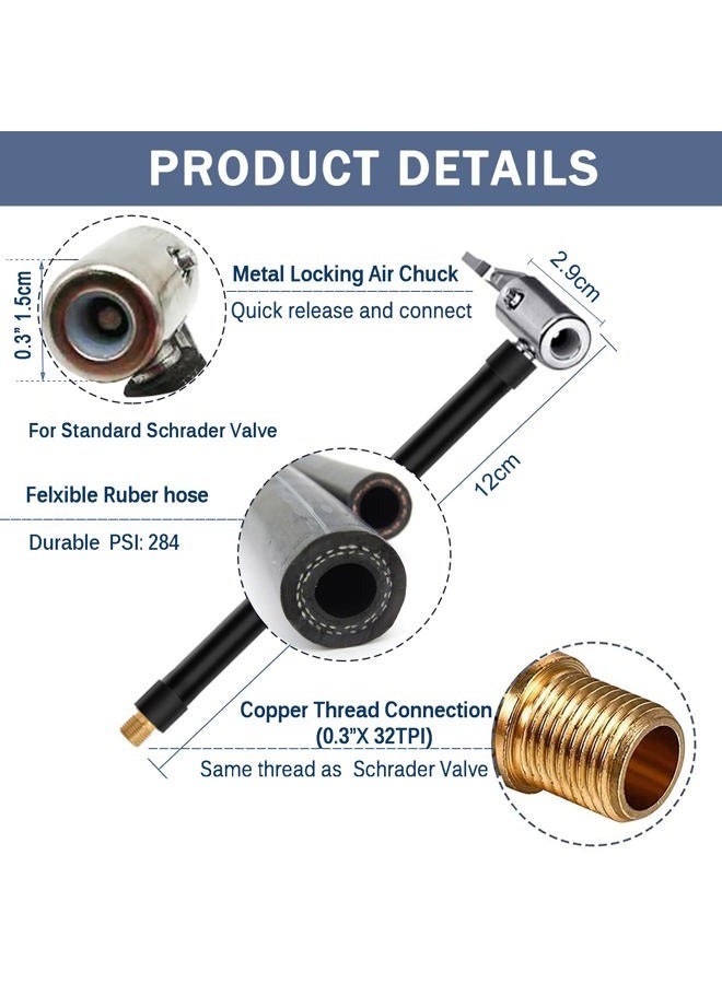 Melphan-Auto 2PCs Air Inflator Hose Adapter Convert Twist On Connection to Lock On Connection, Locking Air Chuck with Air Hose and Standard Tire Valve Fine Thread - Image 2
