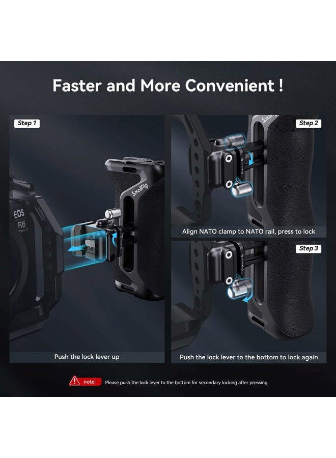 SmallRig Snap-On NATO Side Handle, Quick Lock Design, Up/Down Adjustable, Built-in Cold Shoe Mount, 1/4''-20 Thread Hole, Wrist Strap Hole - 4017 - Image 2