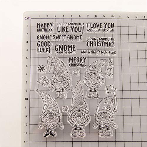 arriettycraft Arbuya Merry Christmas Happy New Year Gnome Clear Stamps for Cards Making or Journaling, Christmas Gnomes Sentiment Rubber Stamps for Journals, Scrapbooking Albums and Other Paper Crafts - Image 3