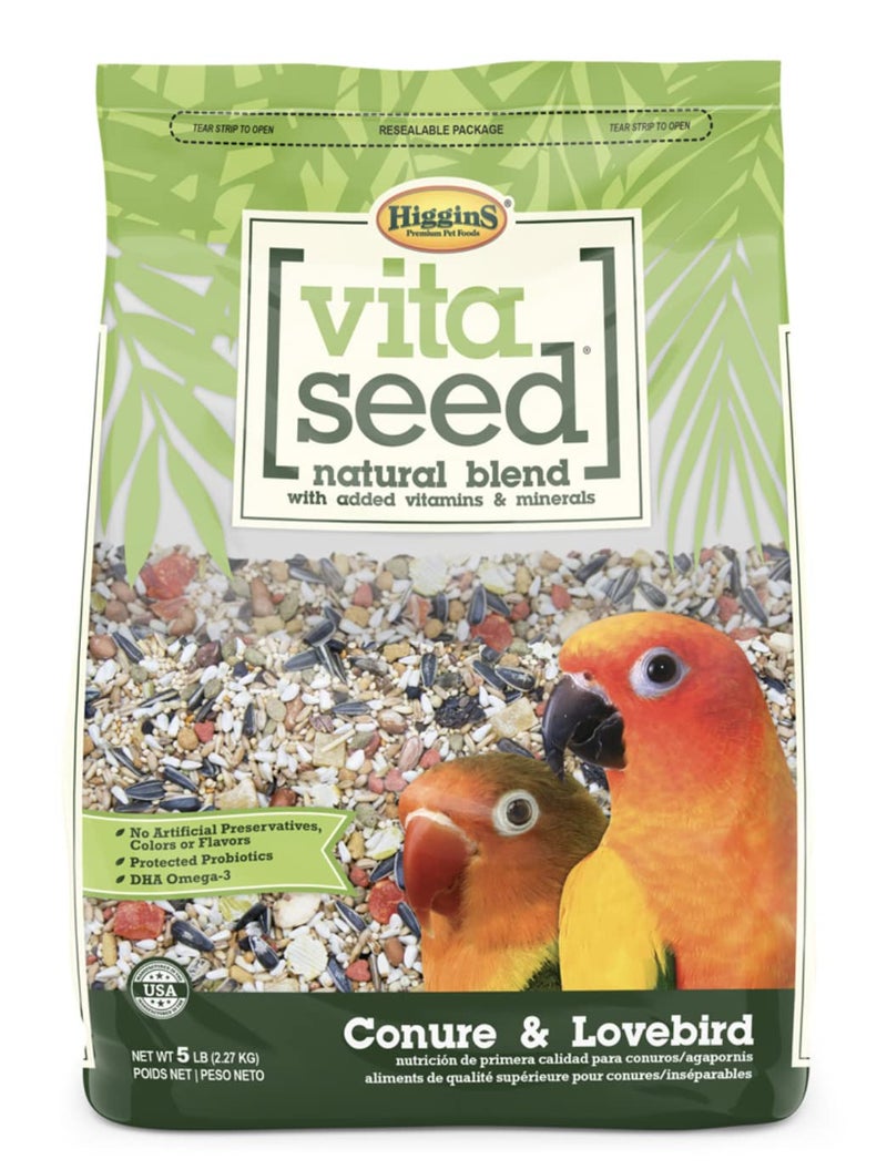 Higgins 2 Pack of Vita Seed Natural Blend Conure and Lovebird Food, 5 Pounds Each - Image 2