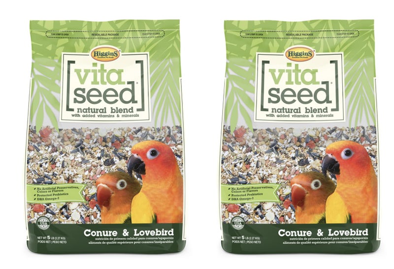 Higgins 2 Pack of Vita Seed Natural Blend Conure and Lovebird Food, 5 Pounds Each - Image 1