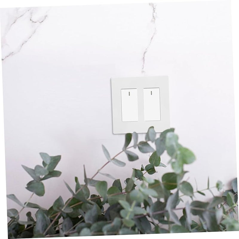 غطية مفتاح مزدوج بدون براغي، علبة من قطعتين، تصميم بسيط باللون الأبيض من البلاستيك - Image 3