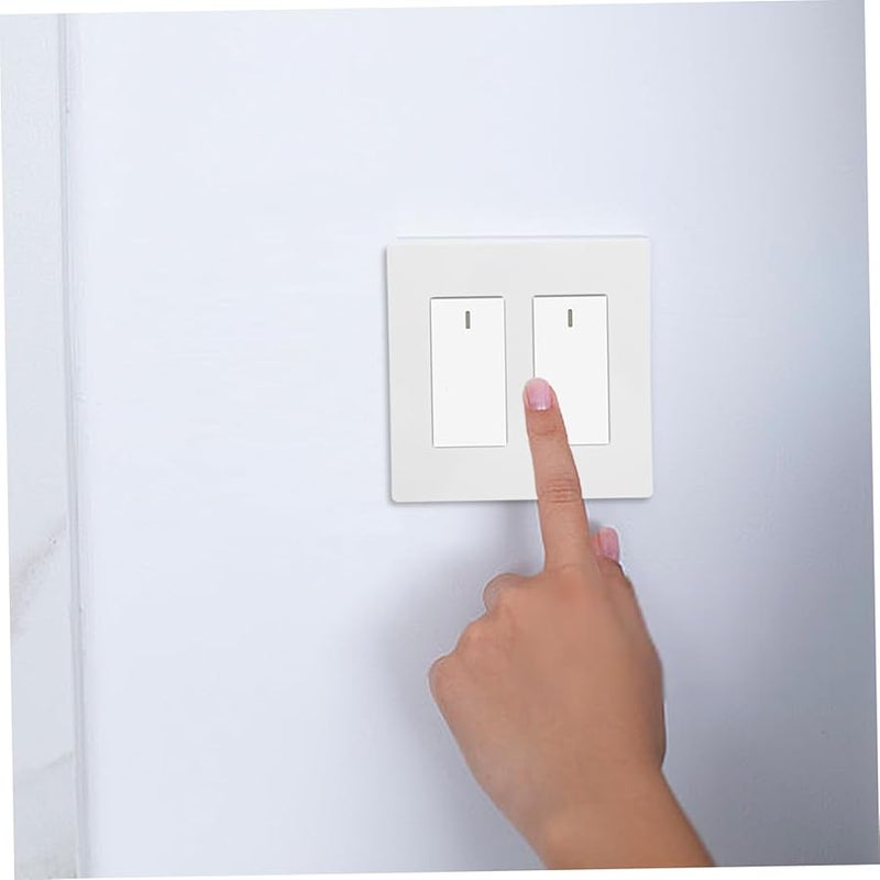 غطية مفتاح مزدوج بدون براغي، علبة من قطعتين، تصميم بسيط باللون الأبيض من البلاستيك - Image 5