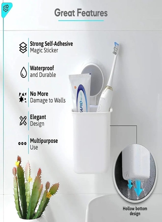 TASMAX Tooth Brush Holder Bathroom Tooth Brush Stand Bathroom Accessories Items for Home Self Adhesive Magic Sticker Toothbrush Holder Pack of 1 - Image 4