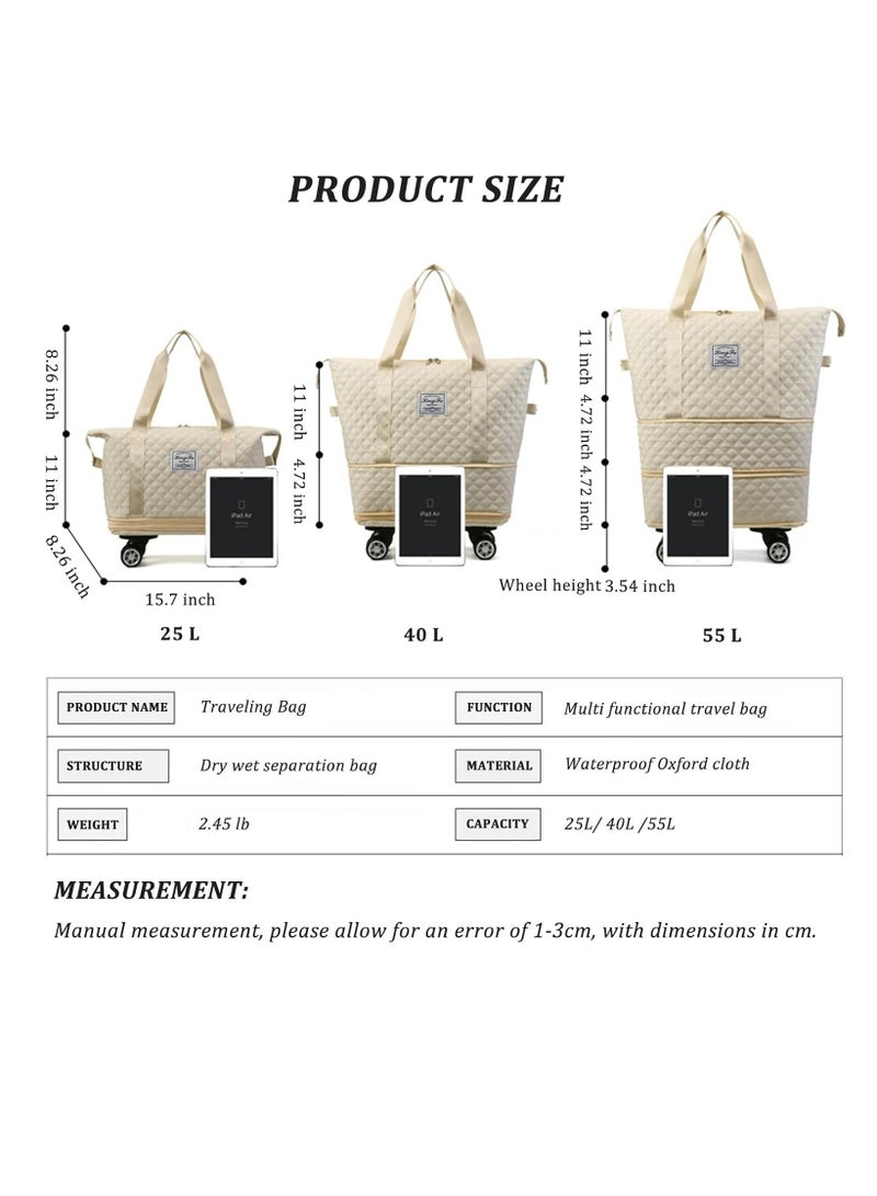 DUNISO Luggage compartment, foldable and detachable rolling luggage bag, portable travel suitcase travel bag, suitable for men's and women's travel or business - Image 2