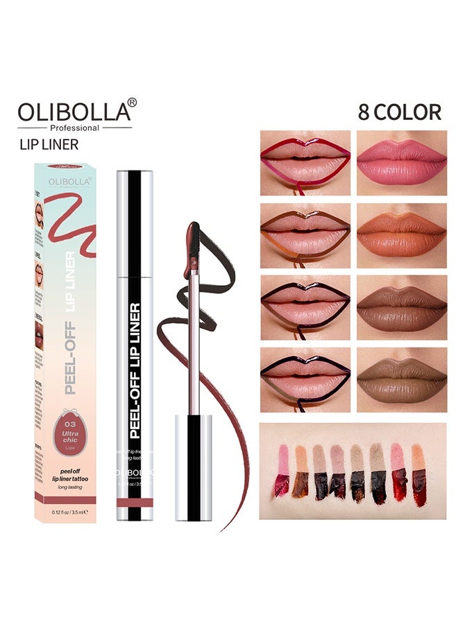 OLIBOLLA Peel Off Lip Liner Stain,Lip Liner Peel Off Lip Liner With Matte Finish, Long Lasting Lip Stain Peel Off Waterproof Plumps Up Lip Colour Lip Liner, Natural Instant Peel Off Lip Stain Set (#00) - Image 2