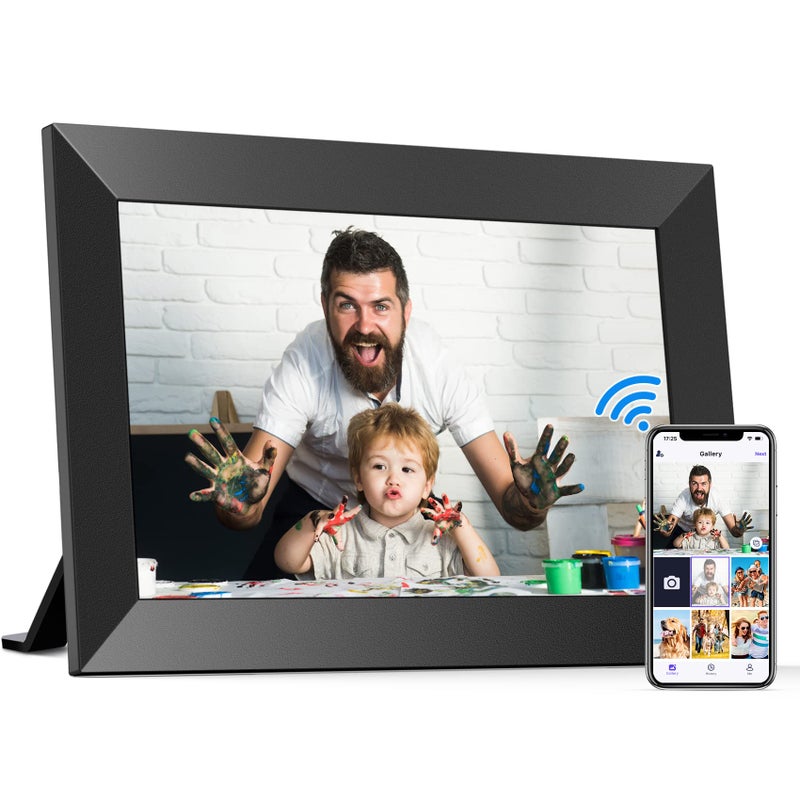 BIGASUO 10.1 Inch WiFi Digital Picture Frame, IPS HD Touch Screen Cloud Smart Photo Frames with Built-in 32GB Memory, Wall Mountable, Auto-Rotate, Share Photos Instantly from Anywhere - Image 1